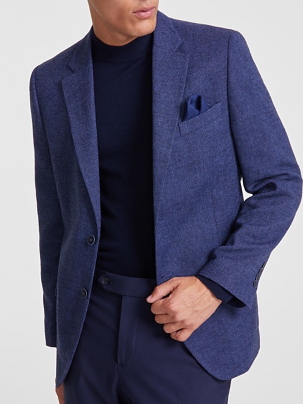 Nautica Modern Fit Solid Tweed Blue Herringbone Sport Coat, 42S, EUC